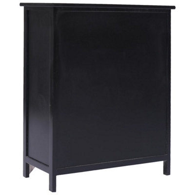 Berkfield Side Cabinet with 6 Drawers Black 60x30x75 cm Paulownia Wood