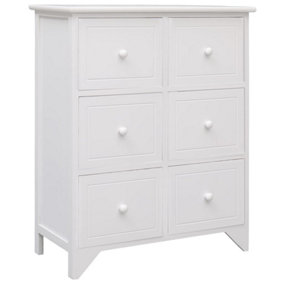 Berkfield Side Cabinet with 6 Drawers White 60x30x75 cm Paulownia Wood
