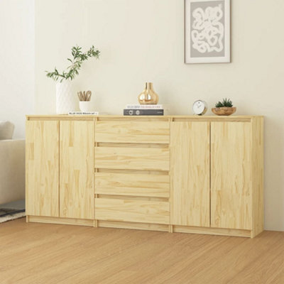 Berkfield Side Cabinets 3 pcs Solid Pinewood