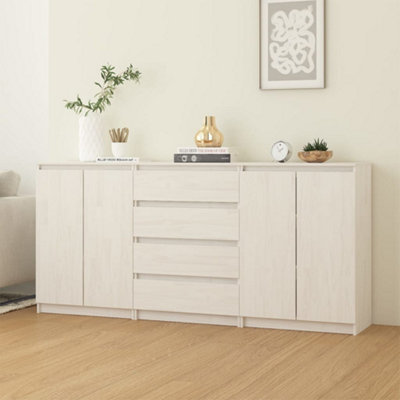 Berkfield Side Cabinets 3 pcs White Solid Pinewood