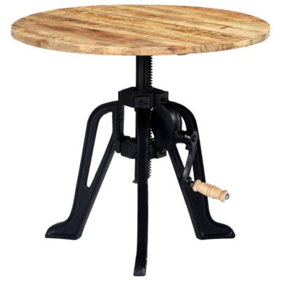 Berkfield Side Table 60x(46-63) cm Solid Mango Wood and Cast Iron