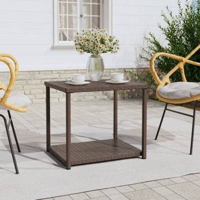 Berkfield Side Table Brown 55x45x49 cm Poly Rattan