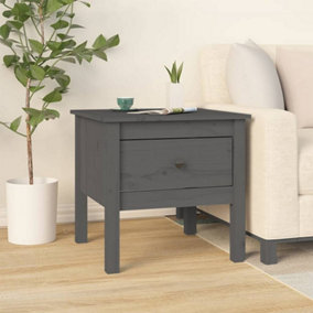 Berkfield Side Table Grey 50x50x49 cm Solid Wood Pine
