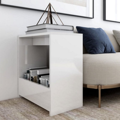 White gloss store cube side table