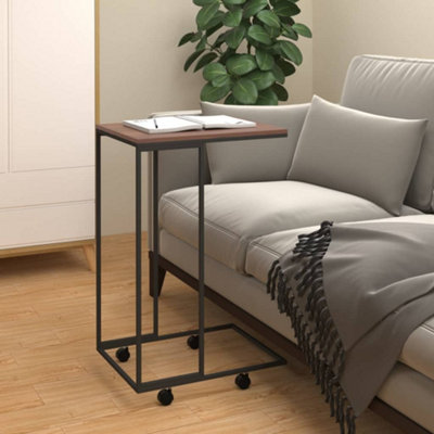 Berkfield Side Table with Wheels Black 40x30x63.5 cm Engineered Wood