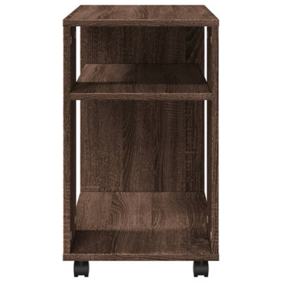 Berkfield Side Table with Wheels Brown Oak 70x35x60 cm Engineered Wood
