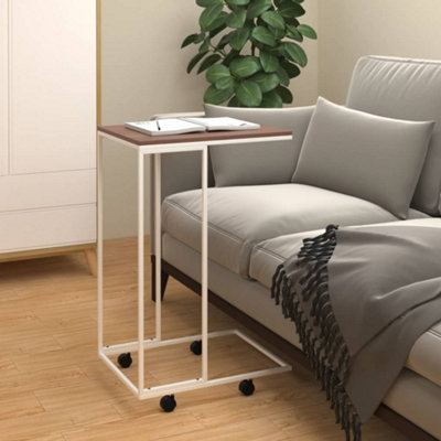 Berkfield Side Table with Wheels White 40x30x63.5 cm Engineered Wood