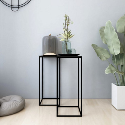 Berkfield Side Tables 2 pcs Black Steel