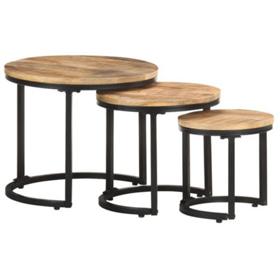 Berkfield Side Tables 3 pcs Rough Mango Wood