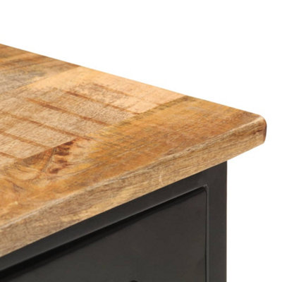 Berkfield Sideboard 110x30x65 cm Solid Rough Mango Wood and Steel