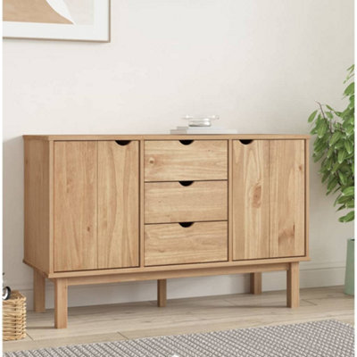 Berkfield Sideboard 113.5x43x73 cm Solid Wood Pine