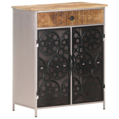 Berkfield Sideboard 60x35x75 cm Rough Mango Wood & Iron