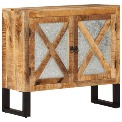 Berkfield Sideboard 80x30x71 cm Solid Rough Wood Mango and Metal