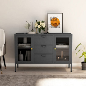 Berkfield Sideboard Anthracite 105x35x70 cm Steel and Tempered Glass