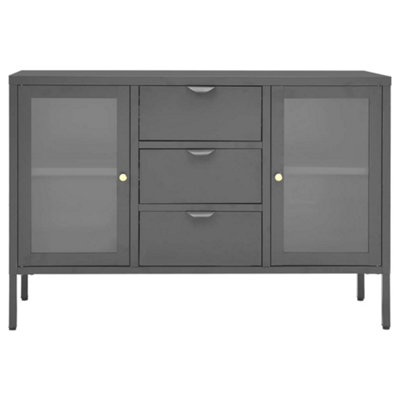 Berkfield Sideboard Anthracite 105x35x70 cm Steel and Tempered Glass