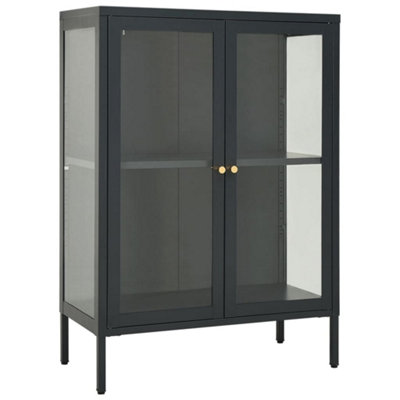 Berkfield Sideboard Anthracite 75x35x105 cm Steel and Glass