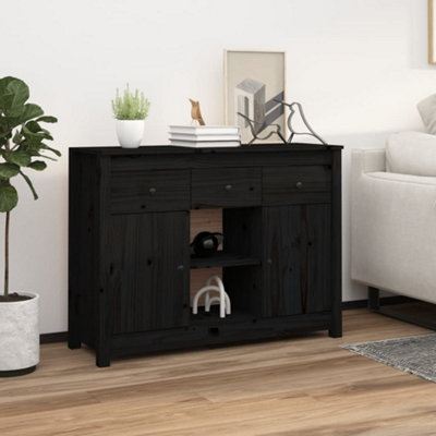 Berkfield Sideboard Black 100x35x74,5 cm Solid Wood Pine