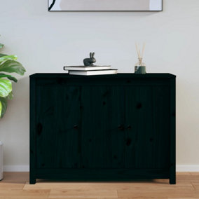 Berkfield Sideboard Black 100x35x74 cm Solid Wood Pine