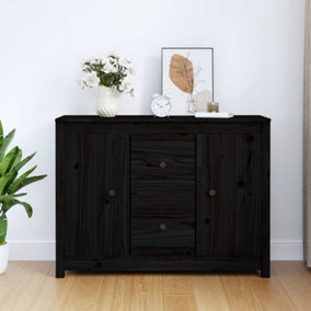 Berkfield Sideboard Black 100x35x74 cm Solid Wood Pine