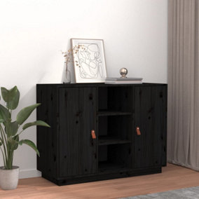Berkfield Sideboard Black 100x40x75 cm Solid Wood Pine
