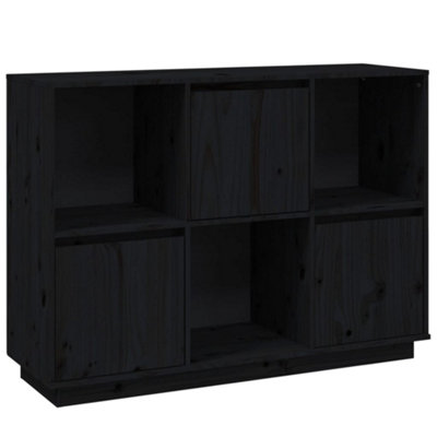 Berkfield Sideboard Black 110.5x35x80 cm Solid Wood Pine