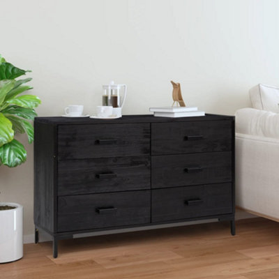 Berkfield Sideboard Black 110x35x70 cm Solid Pinewood