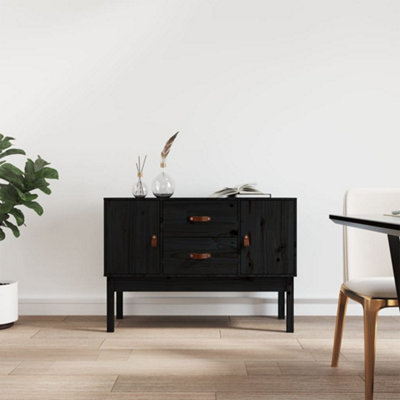 Berkfield Sideboard Black 110x40x78 cm Solid Wood Pine