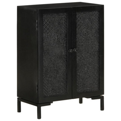 Berkfield Sideboard Black 55x30x77 cm Solid Wood Mango and Iron