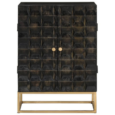 Berkfield Sideboard Black 55x34x75 cm Solid Wood Mango and Iron