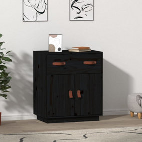 Berkfield Sideboard Black 65.5x40x75 cm Solid Wood Pine