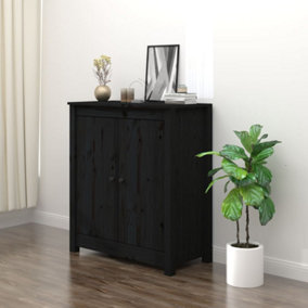 Berkfield Sideboard Black 70x35x80 cm Solid Wood Pine