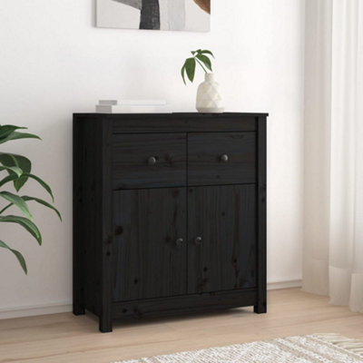 Berkfield Sideboard Black 70x35x80 cm Solid Wood Pine