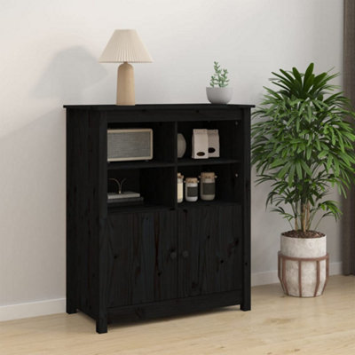 Berkfield Sideboard Black 83x41.5x100 cm Solid Wood Pine