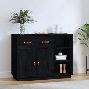 Berkfield Sideboard Black 98.5x40x75 cm Solid Wood Pine