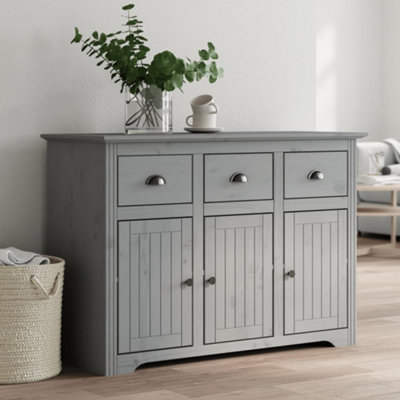 Berkfield Sideboard BODO Grey 115x43x79.5 cm Solid Wood Pine