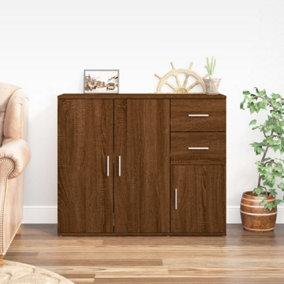 Berkfield Sideboard Brown Oak 91x29.5x75 cm Engineered Wood