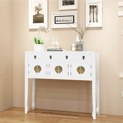 Berkfield Sideboard Chinese Style Solid Wood White