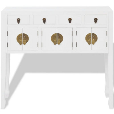 Berkfield Sideboard Chinese Style Solid Wood White