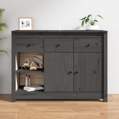 Berkfield Sideboard Grey 100x35x74 cm Solid Wood Pine