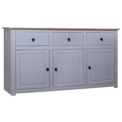 Berkfield Sideboard Grey 135x40x80 cm Solid Pinewood Panama Range