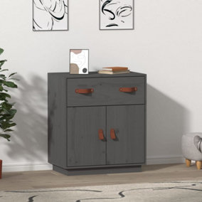 Berkfield Sideboard Grey 65.5x40x75 cm Solid Wood Pine