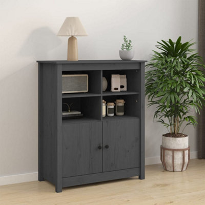 Berkfield Sideboard Grey 83x41.5x100 cm Solid Wood Pine