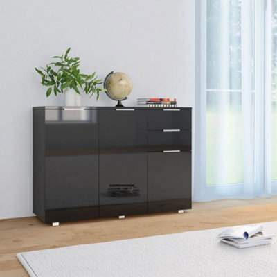 Berkfield Sideboard High Gloss Black 107x35x76 cm