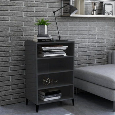 Berkfield Sideboard High Gloss Grey 57x35x90 cm Engineered Wood