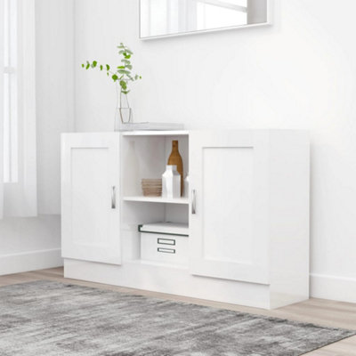 Berkfield Sideboard High Gloss White 120x30.5x70 cm Engineered Wood