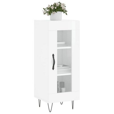 Berkfield Sideboard High Gloss White 34.5x34x90 Cm Engineered Wood 