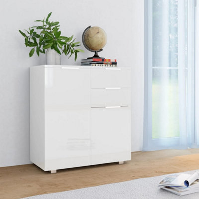 Berkfield Sideboard High Gloss White 71x35x76 cm Engineered Wood