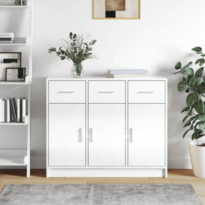 Berkfield Sideboard High Gloss White 91x28x75 cm Engineered Wood