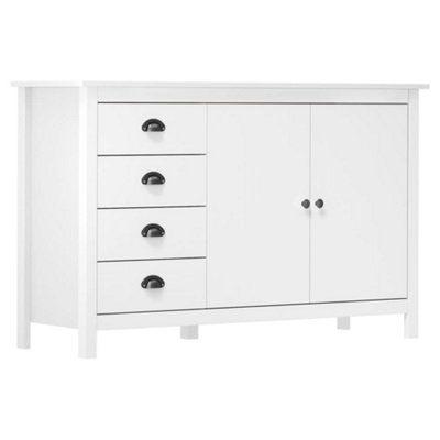 Berkfield Sideboard Hill Range White 130x40x80 cm Solid Pine Wood