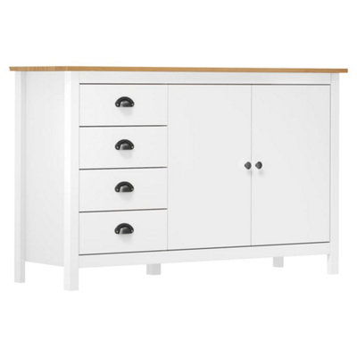 Berkfield Sideboard Hill Range White 130x40x80 cm Solid Pine Wood